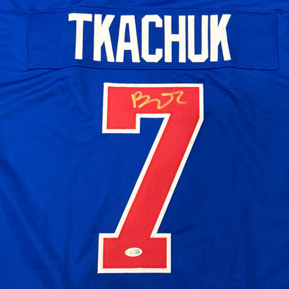 Brady Tkachuk Autographed USA (Blue #7) Custom Stitched Hockey Jersey - JSA