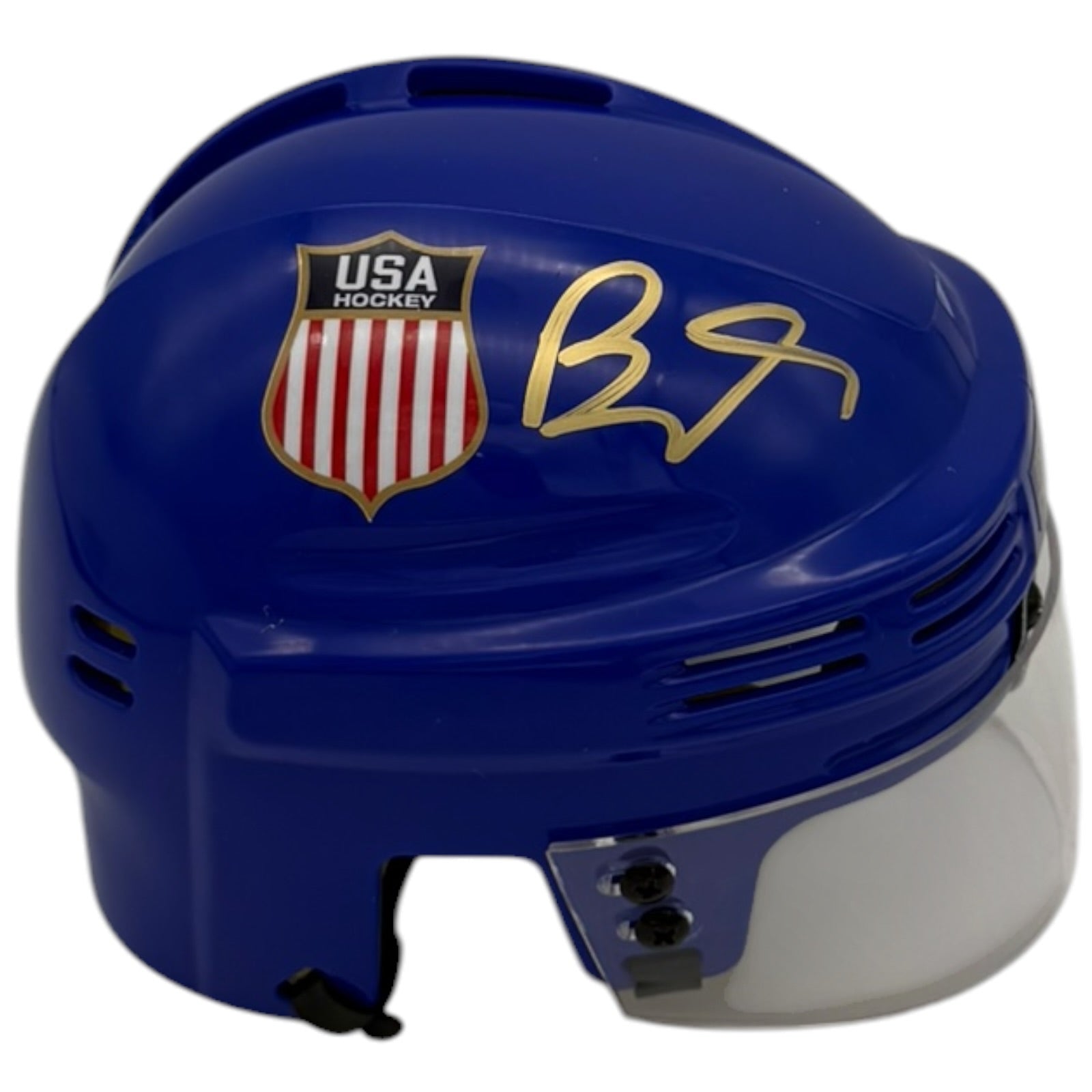 Brady Tkachuk Autographed Team USA Olympics (Blue) Mini Helmet - JSA