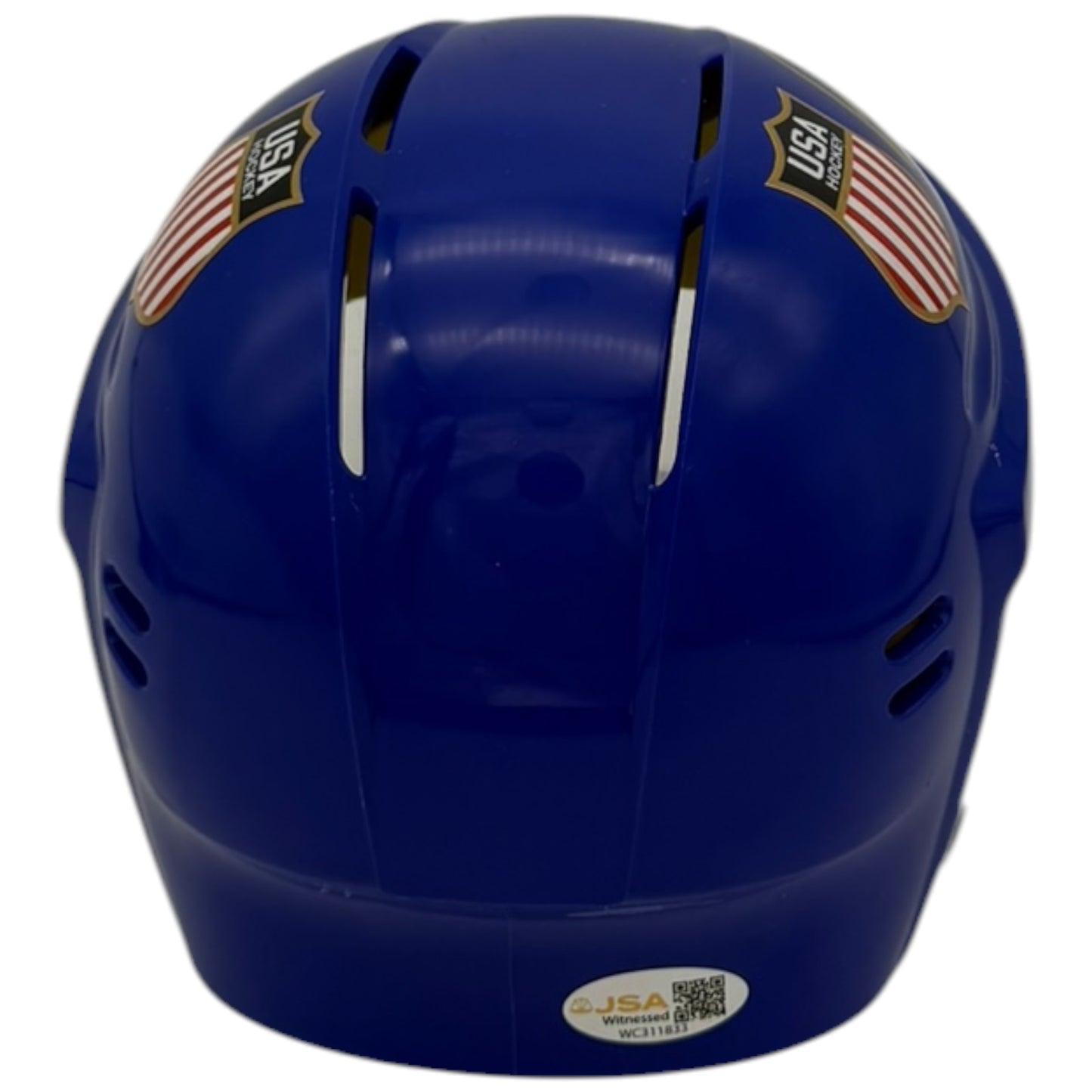 Brady Tkachuk Autographed Team USA Olympics (Blue) Mini Helmet - JSA