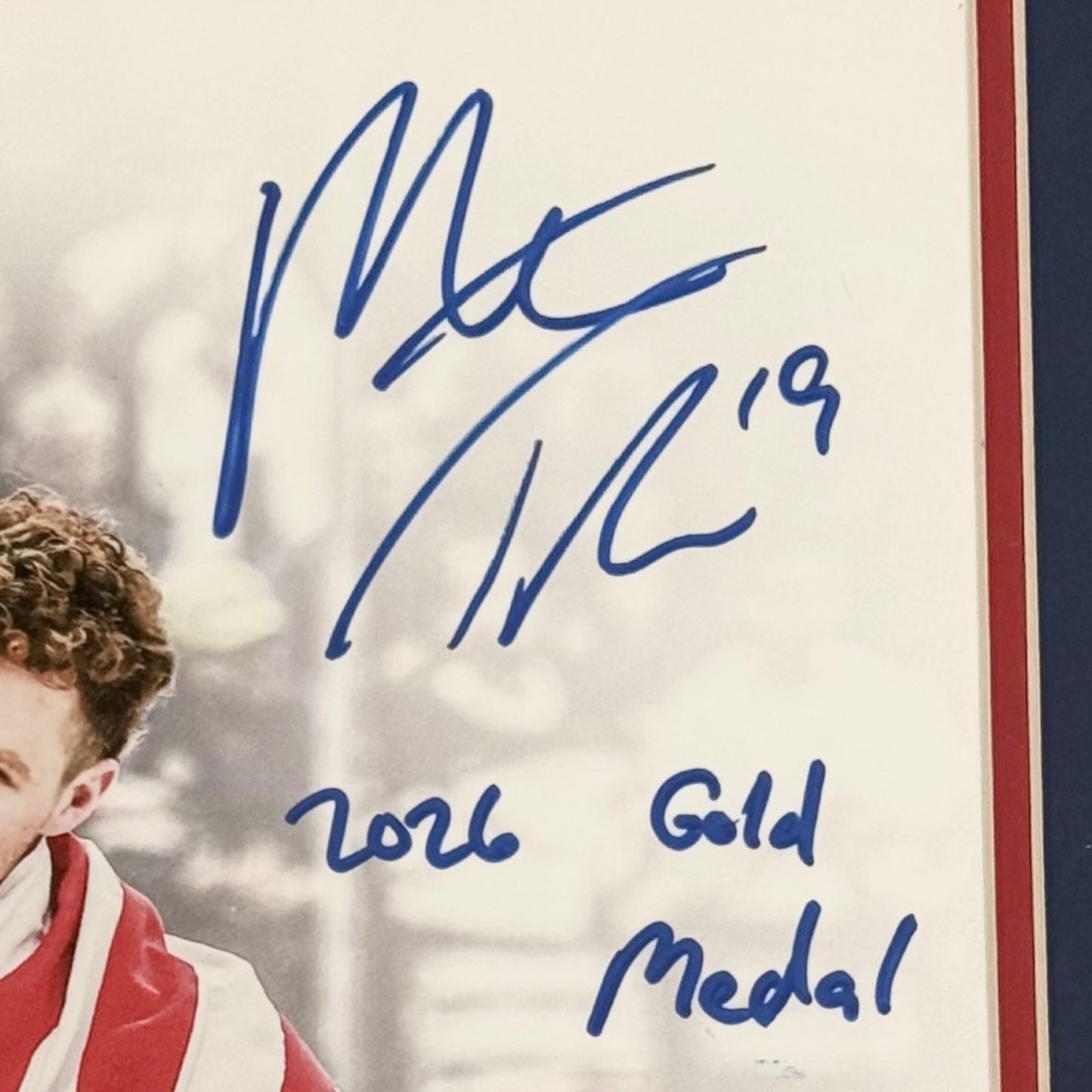 Matthew Tkachuk & Brady Tkachuk Autographed Deluxe Framed Team USA Olympics 16x20 Photo w/ "Go USA! 2026 Gold Medal" - JSA