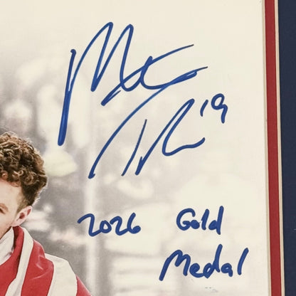 Matthew Tkachuk & Brady Tkachuk Autographed Deluxe Framed Team USA Olympics 16x20 Photo w/ "Go USA! 2026 Gold Medal" - JSA
