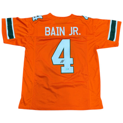 Rueben Bain Jr. Autographed Miami (Orange #4) Custom Stitched Jersey - Beckett