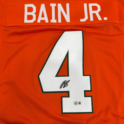 Rueben Bain Jr. Autographed Miami (Orange #4) Custom Stitched Jersey - Beckett