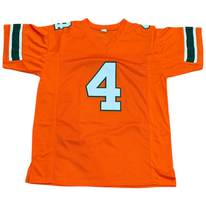 Rueben Bain Jr. Autographed Miami (Orange #4) Custom Stitched Jersey - Beckett