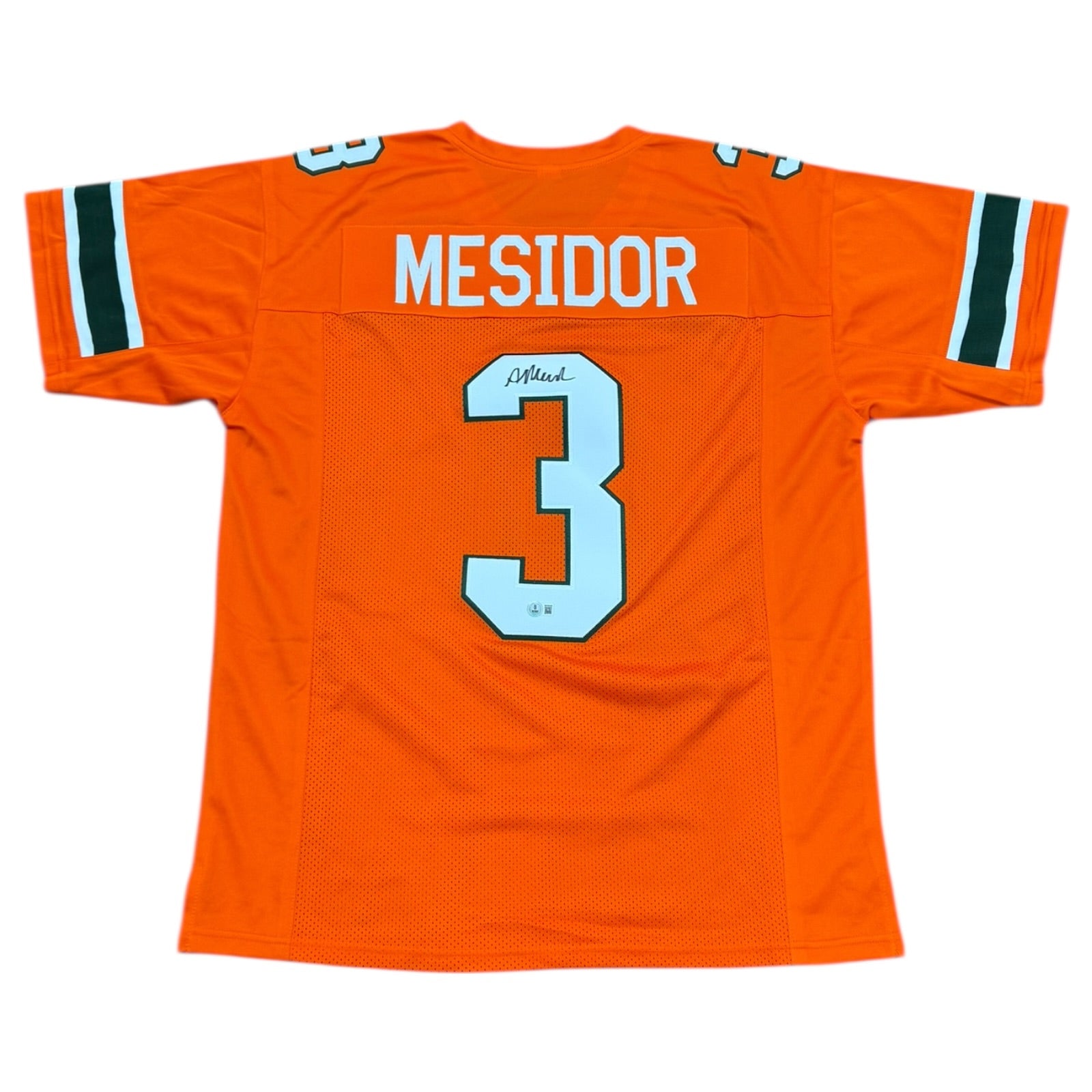 Akheem Mesidor Autographed Miami (Orange #3) Custom Stitched Jersey - Beckett