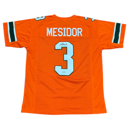 Akheem Mesidor Autographed Miami (Orange #3) Custom Stitched Jersey - Beckett