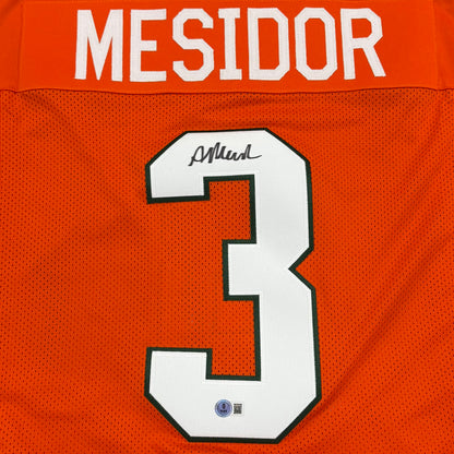 Akheem Mesidor Autographed Miami (Orange #3) Custom Stitched Jersey - Beckett