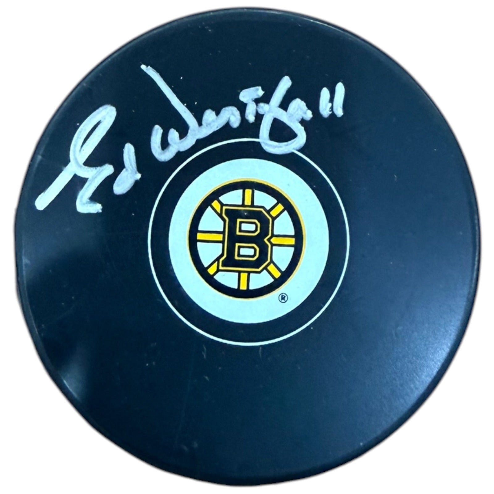 Ed Westfall Autographed Boston Bruins Hockey Puck - JSA