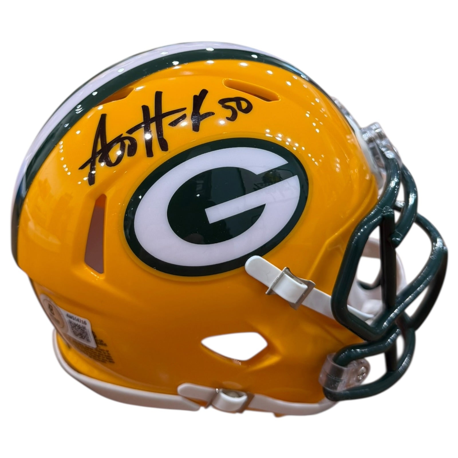 A.J. Hawk Autographed Green Bay Packers (Speed) Mini Helmet - Beckett