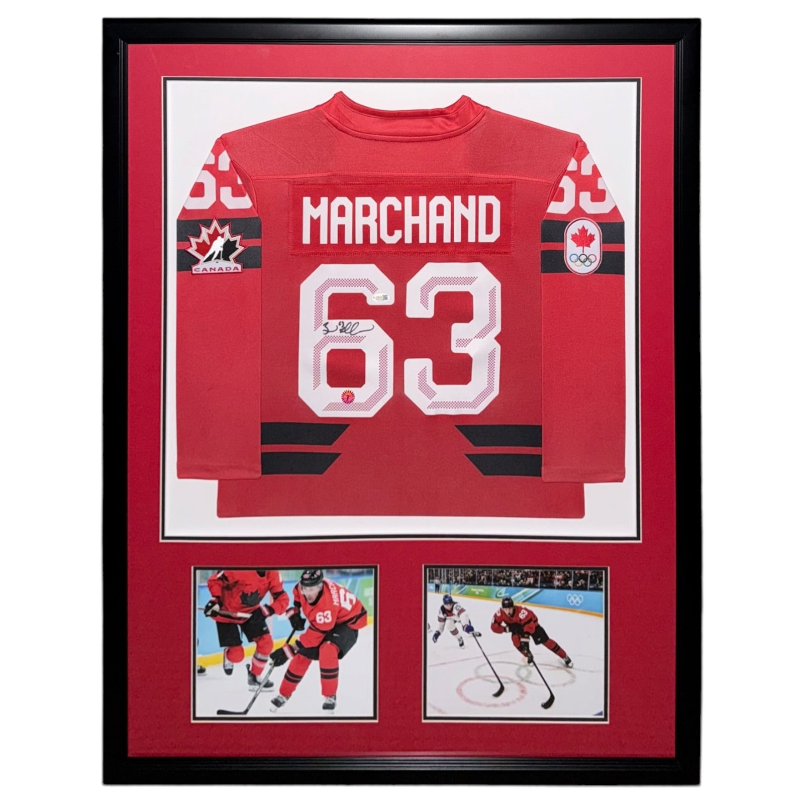 Brad Marchand Autographed Team Canada 2026 Olympics (Red #63) Framed Replica Youth Jersey - JSA