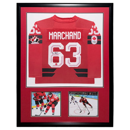 Brad Marchand Autographed Team Canada 2026 Olympics (Red #63) Framed Replica Youth Jersey - JSA
