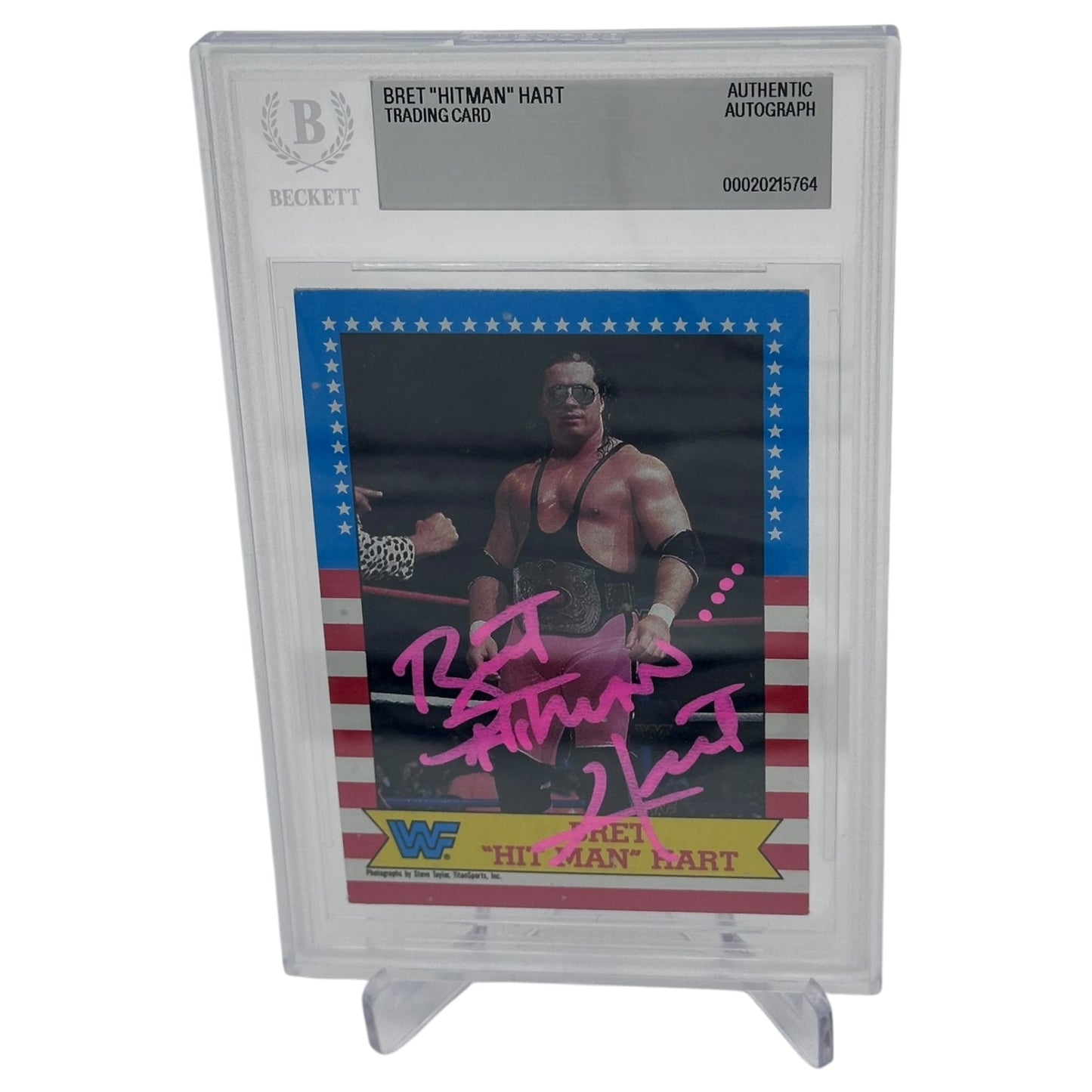 Bret "Hitman" Hart Autographed 1987 Topps WWF Rookie Card - Beckett