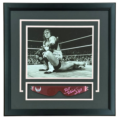 Bret "Hitman" Hart Autographed WWE Wrestling Glasses Deluxe Frame w/ 11x14 Photo - JSA
