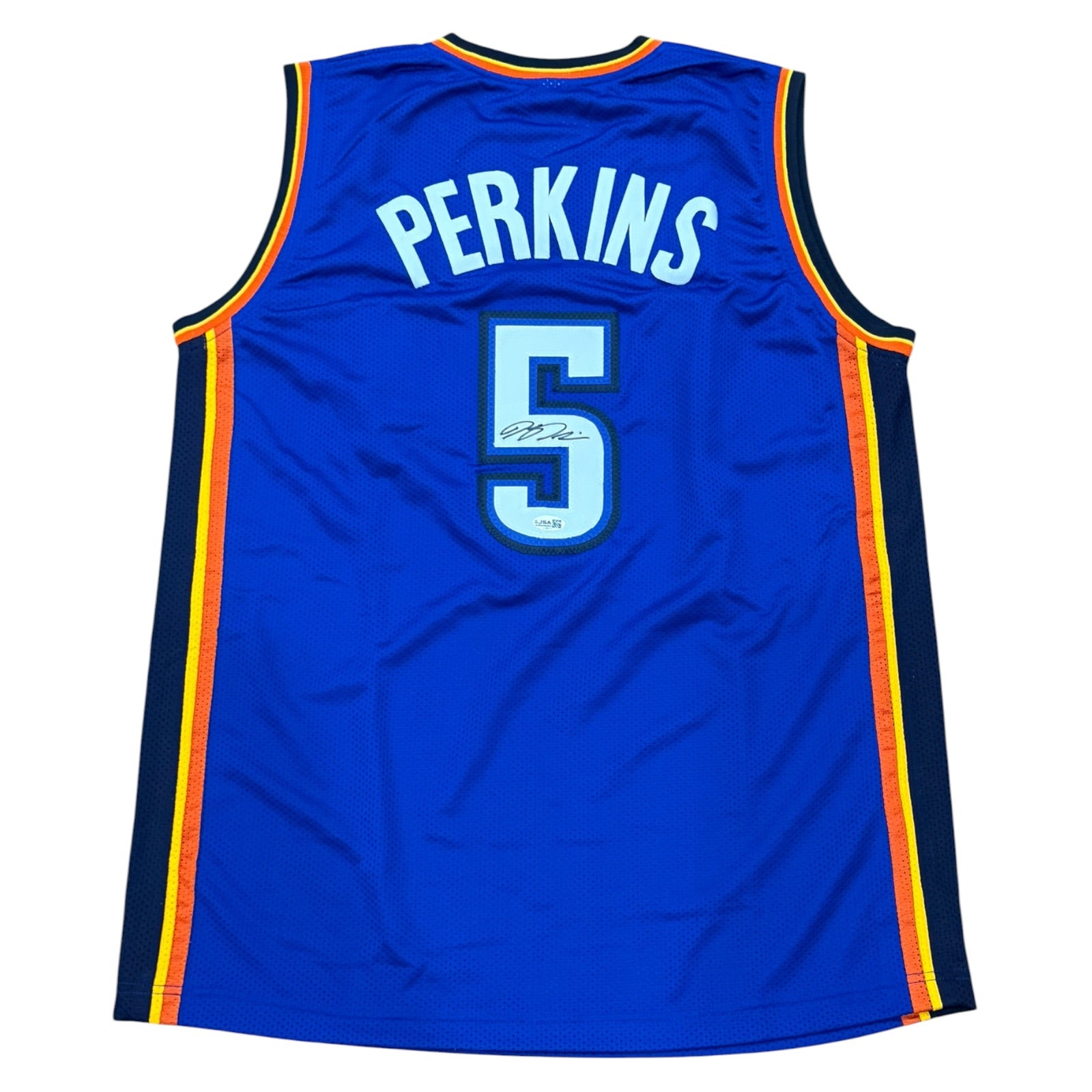 Kendrick Perkins Autographed Oklahoma City (Blue #5) Custom Stitched Jersey - JSA