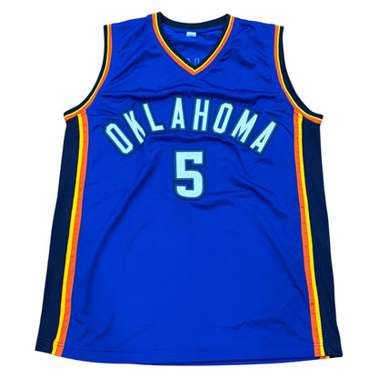 Kendrick Perkins Autographed Oklahoma City (Blue #5) Custom Stitched Jersey - JSA