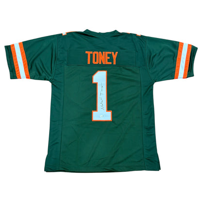 Malachi Toney Autographed Miami (Green #1) Custom Stitched Jersey - JSA