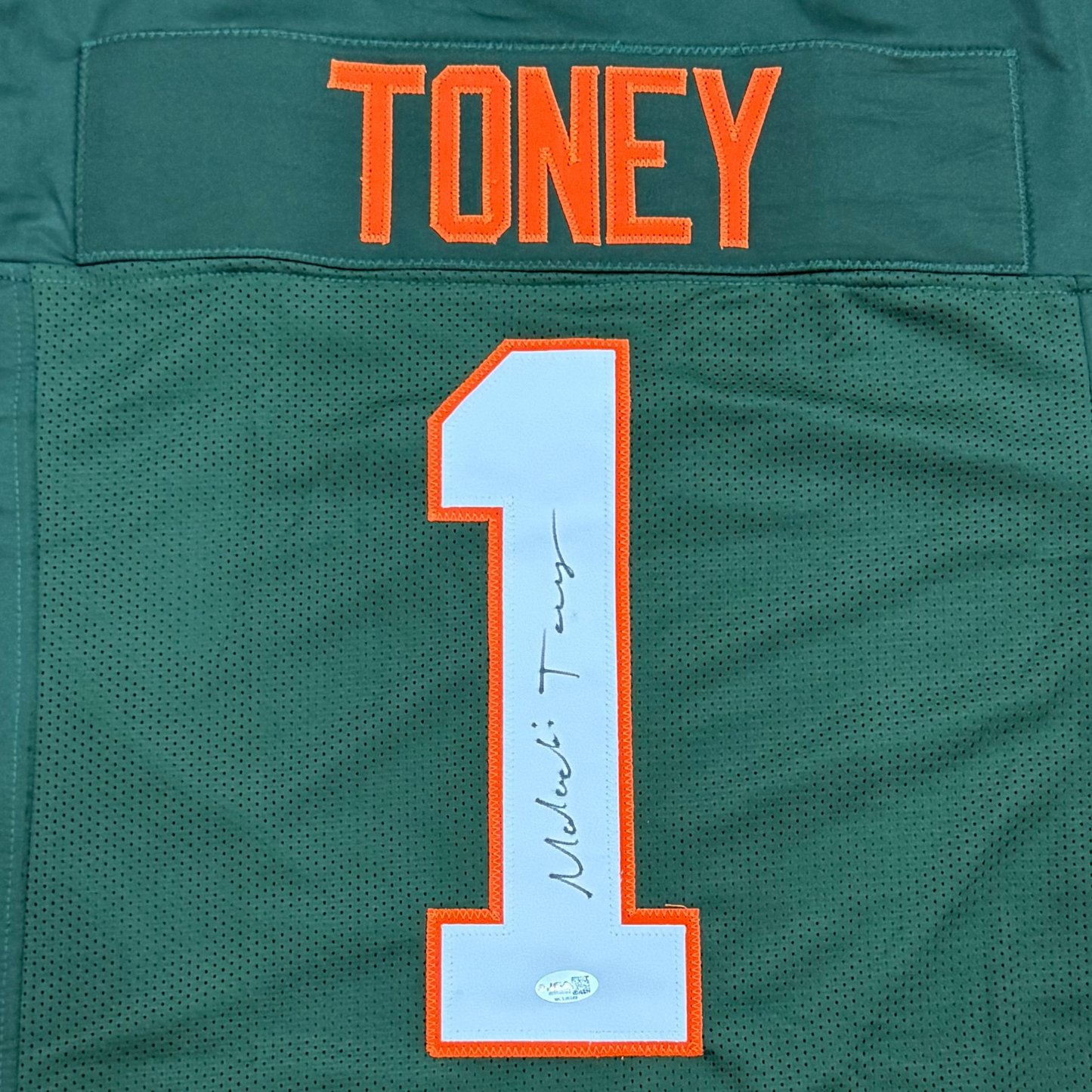 Malachi Toney Autographed Miami (Green #1) Custom Stitched Jersey - JSA