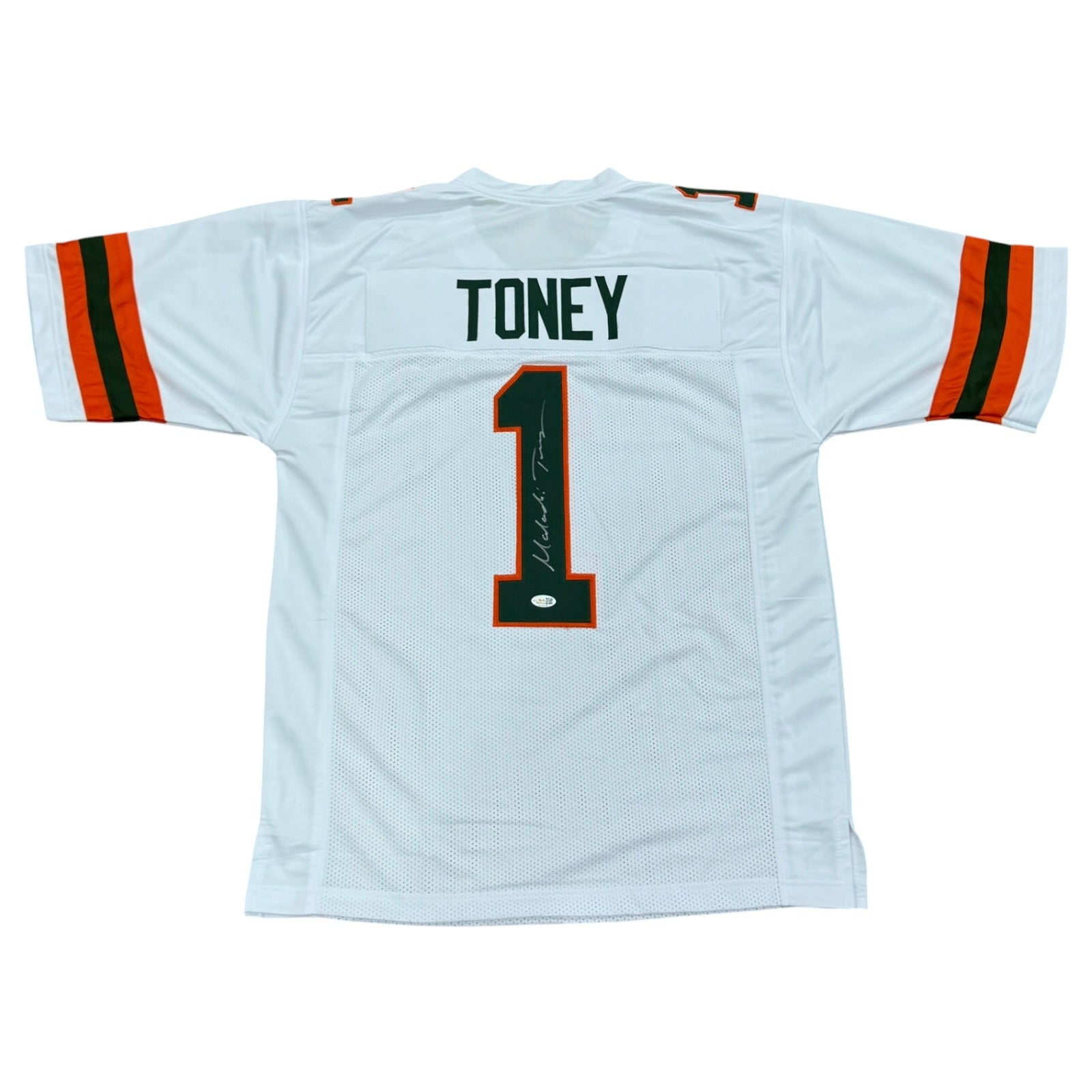 Malachi Toney Autographed Miami (White #1) Custom Stitched Jersey - JSA