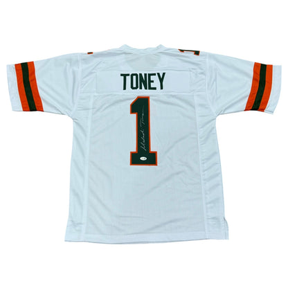 Malachi Toney Autographed Miami (White #1) Custom Stitched Jersey - JSA