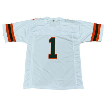 Malachi Toney Autographed Miami (White #1) Custom Stitched Jersey - JSA