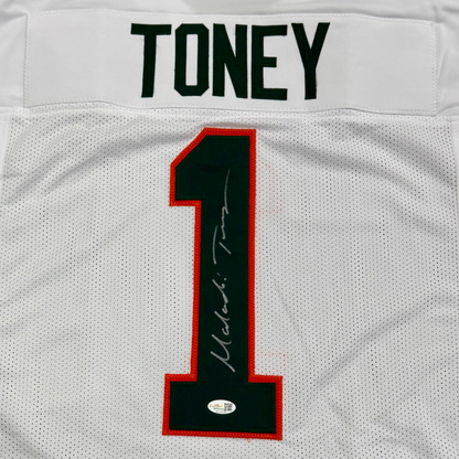 Malachi Toney Autographed Miami (White #1) Custom Stitched Jersey - JSA