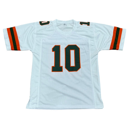 Malachi Toney Autographed Miami (White #10) Custom Stitched Jersey - JSA