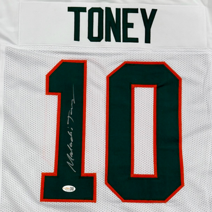 Malachi Toney Autographed Miami (White #10) Custom Stitched Jersey - JSA