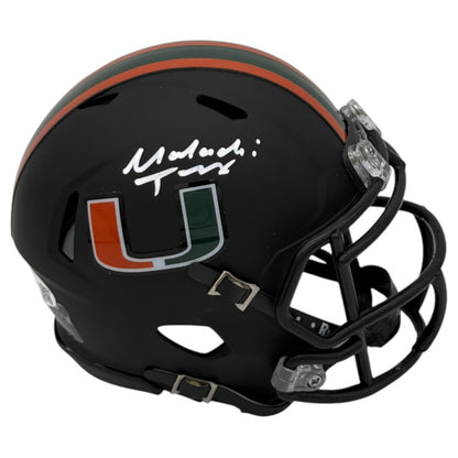 Malachi Toney Autographed Miami Hurricanes (Black Nights Matte) Mini Helmet - JSA