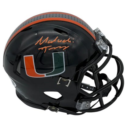 Malachi Toney Autographed Miami Hurricanes (Black Nights Gloss) Mini Helmet - JSA