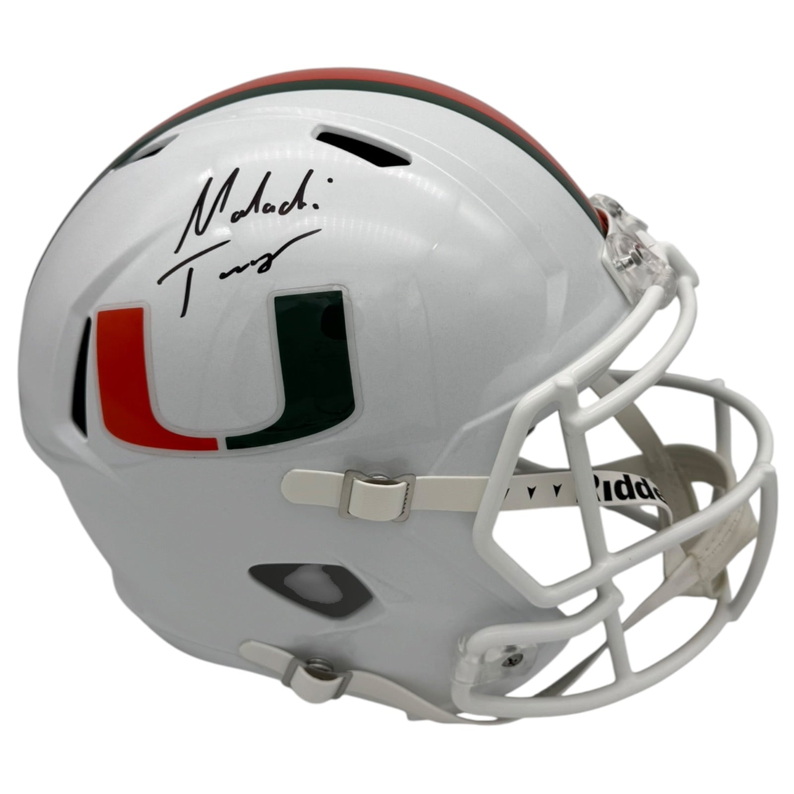 Malachi Toney Autographed Miami Hurricanes (SPEED) Deluxe Full Size Helmet - JSA