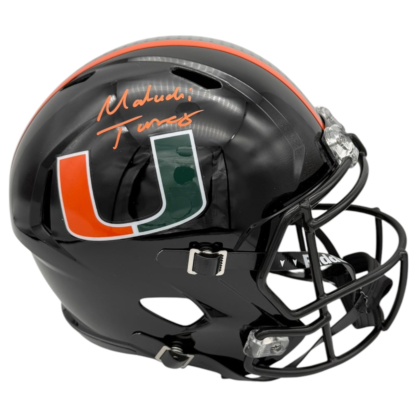 Malachi Toney Autographed Miami Hurricanes (Black Nights Gloss) Deluxe Full Size Helmet - JSA