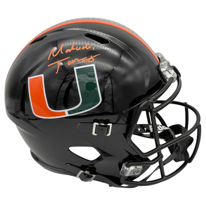 Malachi Toney Autographed Miami Hurricanes (Black Nights Gloss) Deluxe Full Size Helmet - JSA