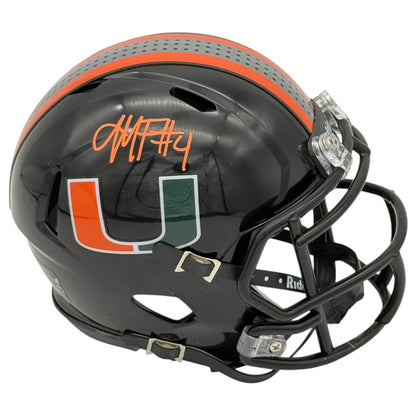 Mark Fletcher Jr. Autographed Miami Hurricanes (Black Nights Gloss) Mini Helmet - JSA