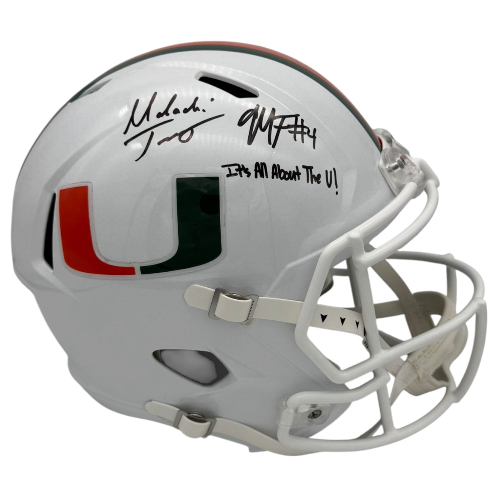 Malachi Toney and Mark Fletcher Jr. Autographed Miami Hurricanes (SPEED) Deluxe Full Size Helmet w/ 