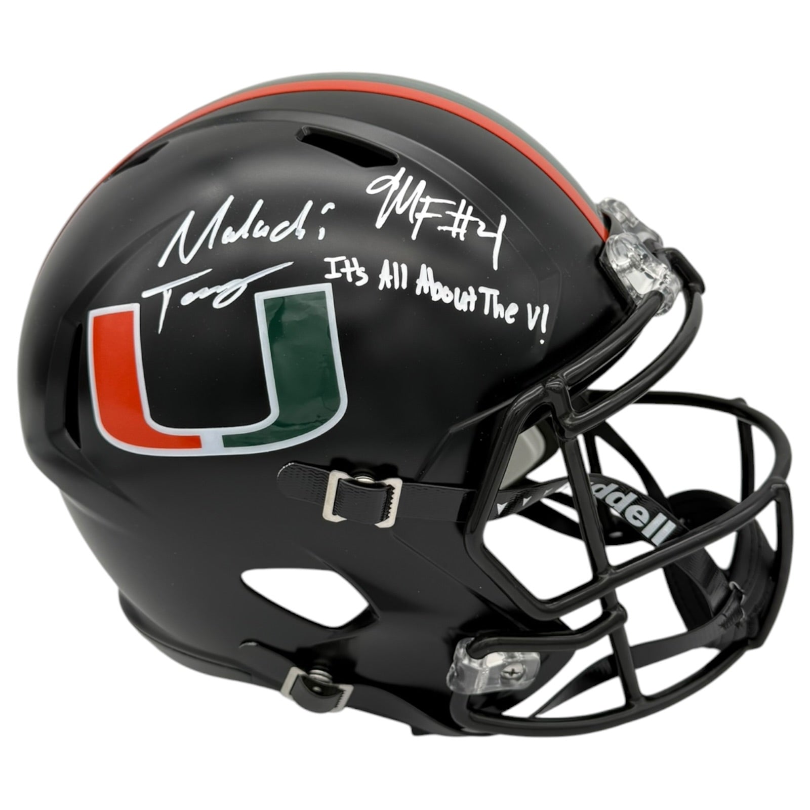 Malachi Toney and Mark Fletcher Jr. Autographed Miami Hurricanes (Black Nights Matte) Deluxe Full Size Helmet w/ 