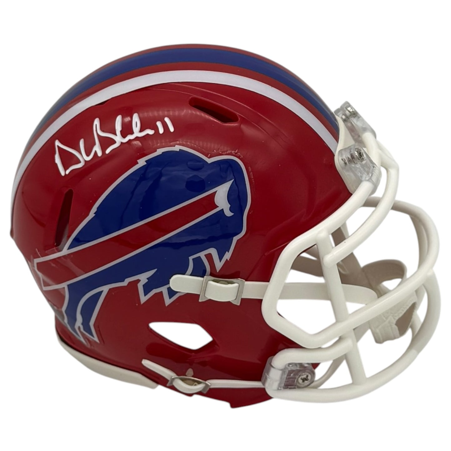 Drew Bledsoe Autographed Buffalo Bills (Throwback Red) Mini Helmet - JSA