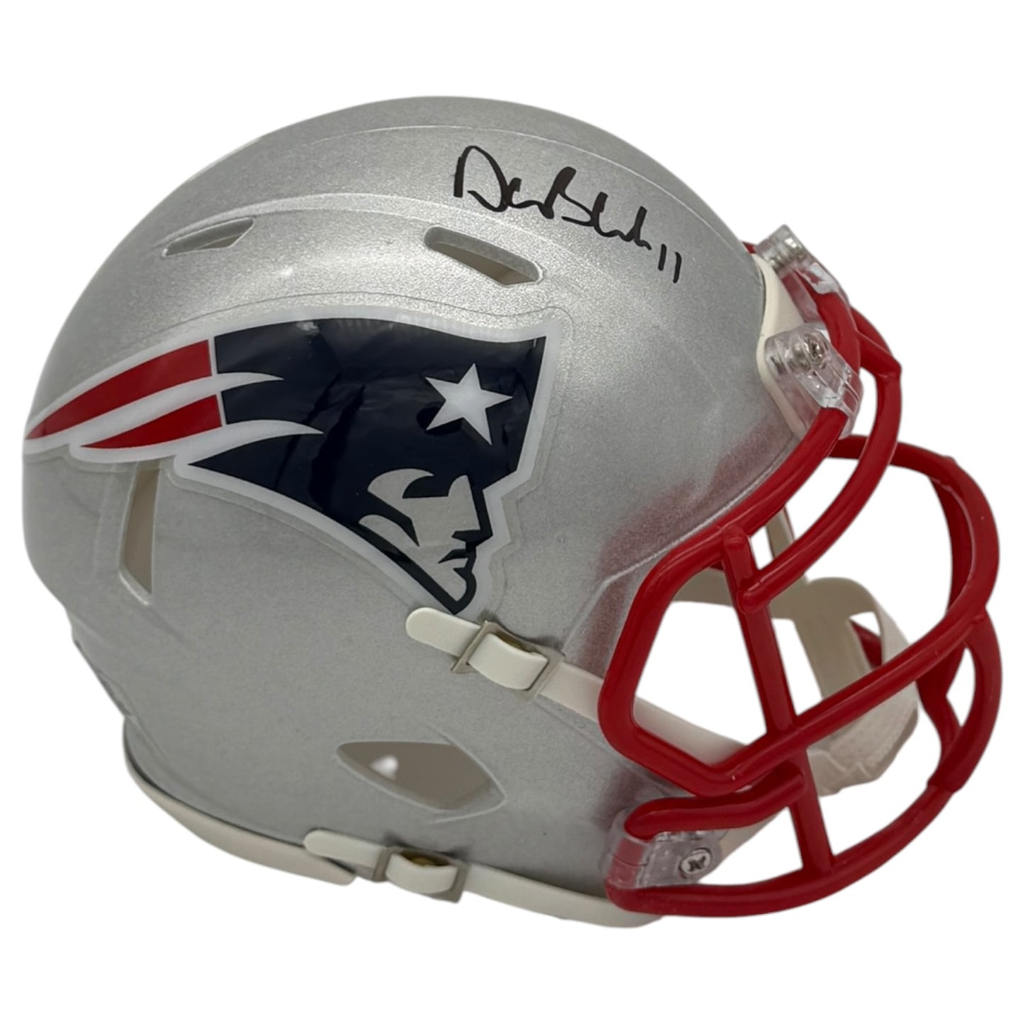 Drew Bledsoe Autographed New England Patriots (SPEED) Mini Helmet - JSA