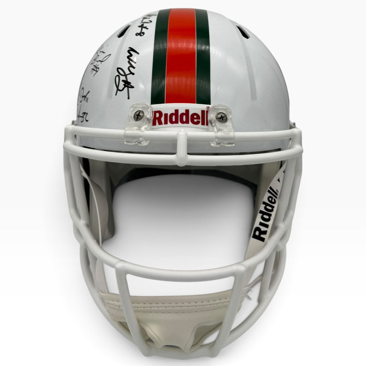 2001 Miami Hurricanes Partial Team Autographed (Speed) Deluxe Full-Size Replica Helmet - 16 Signatures
