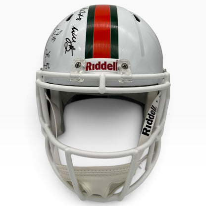 2001 Miami Hurricanes Partial Team Autographed (Speed) Deluxe Full-Size Replica Helmet - 16 Signatures