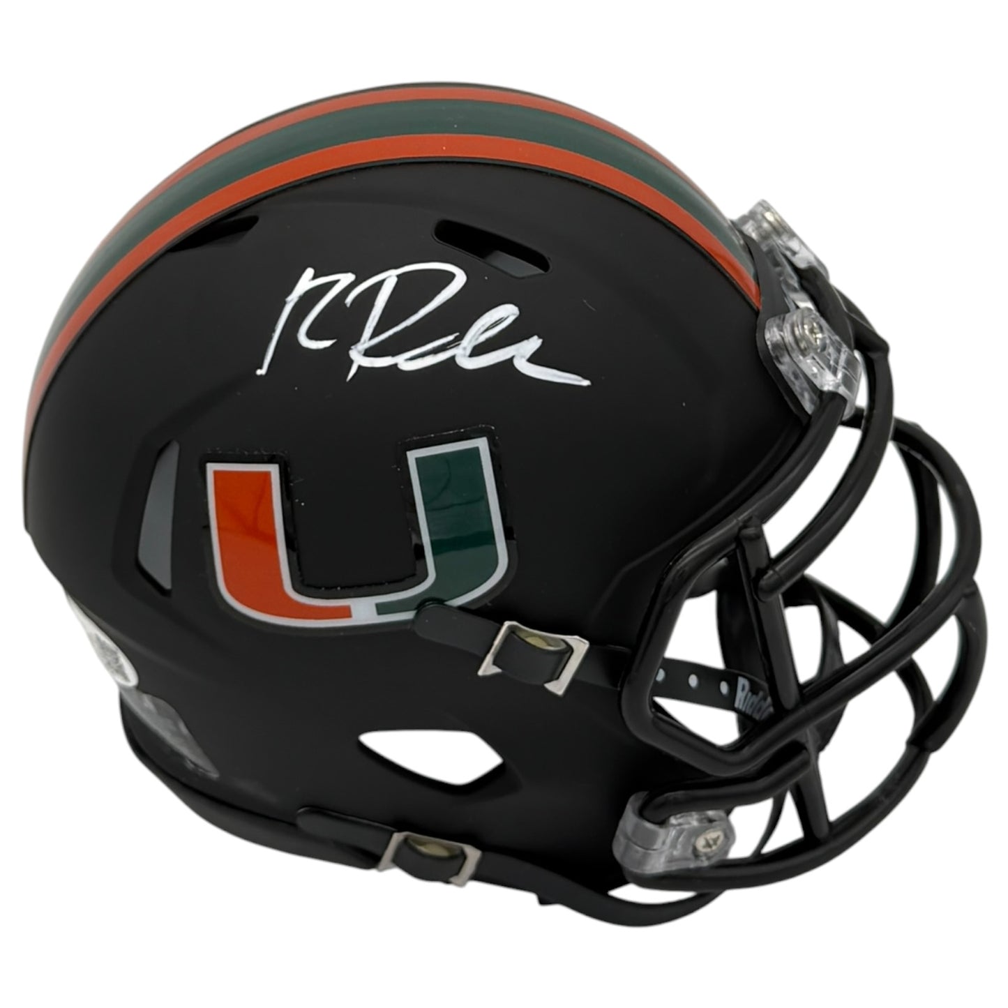 Roscoe Parrish Autographed Miami Hurricanes (Black Nights Matte) Mini Helmet - JSA