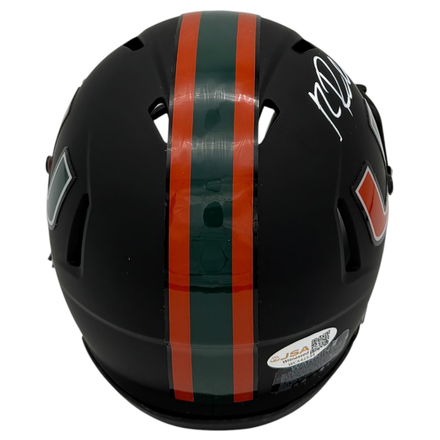 Roscoe Parrish Autographed Miami Hurricanes (Black Nights Matte) Mini Helmet - JSA