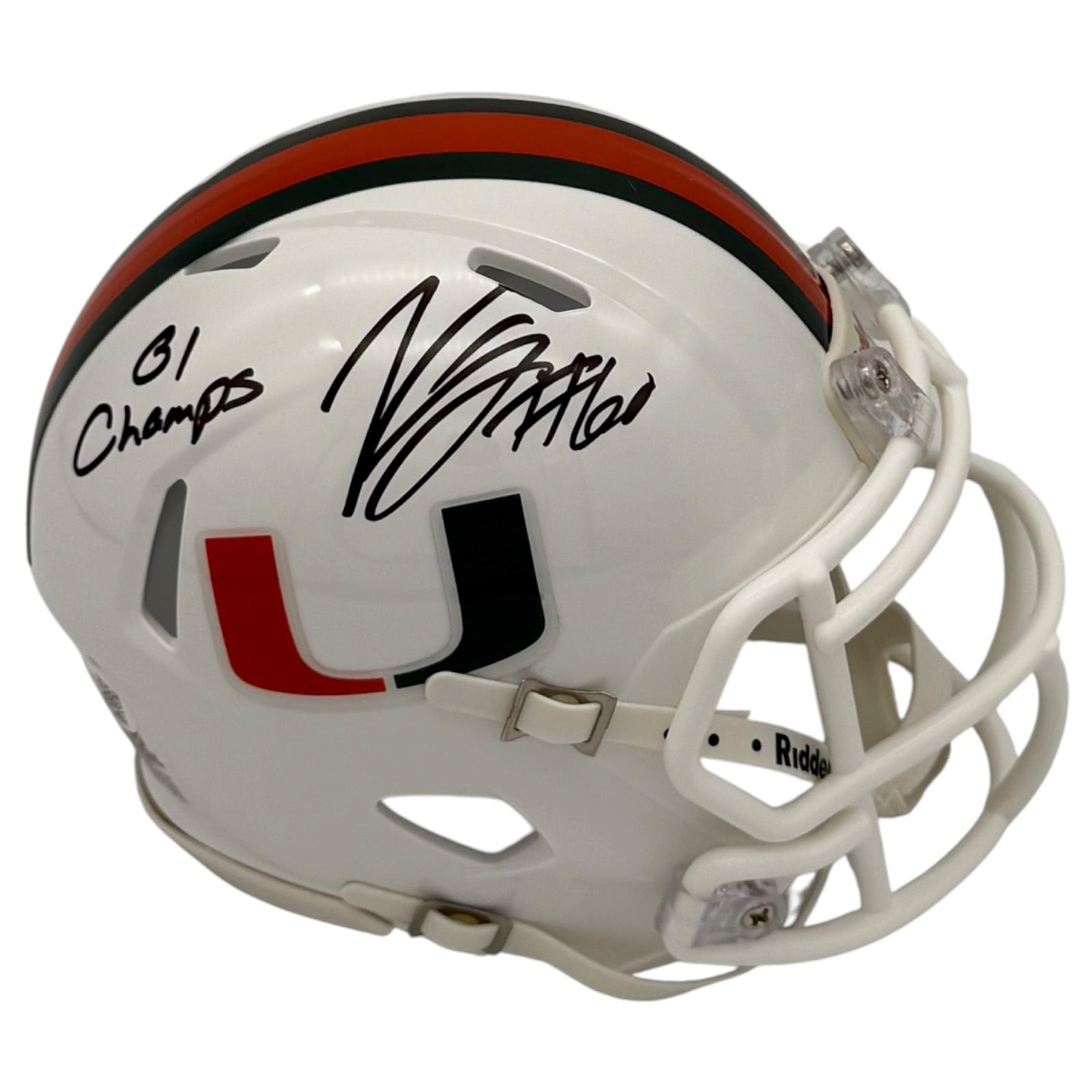 Vernon Carey Autographed Miami Hurricanes (Speed) Mini Helmet w/ 
