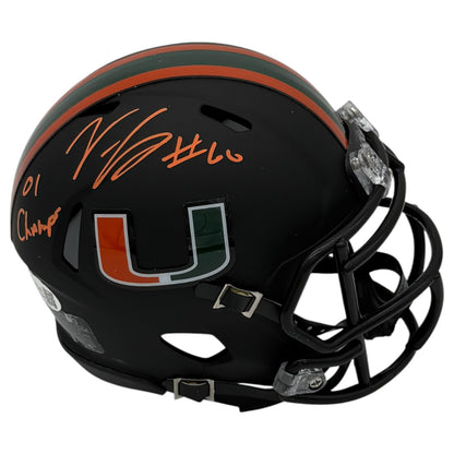 Vernon Carey Autographed Miami Hurricanes (Black Nights Matte) Mini Helmet - JSA