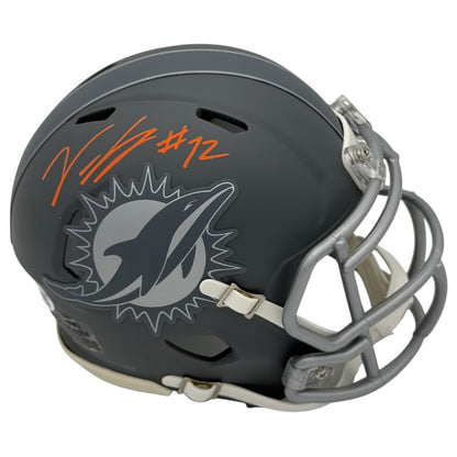 Vernon Carey Autographed Miami Dolphins (SLATE) Mini Helmet - JSA