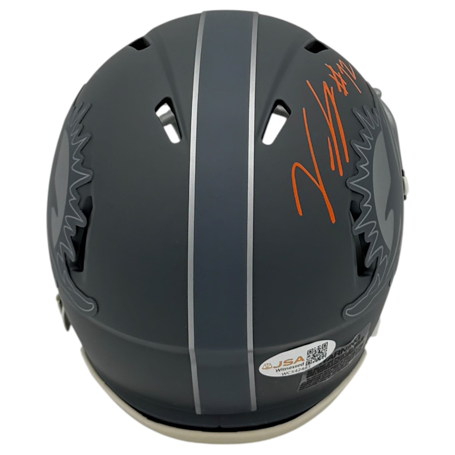 Vernon Carey Autographed Miami Dolphins (SLATE) Mini Helmet - JSA