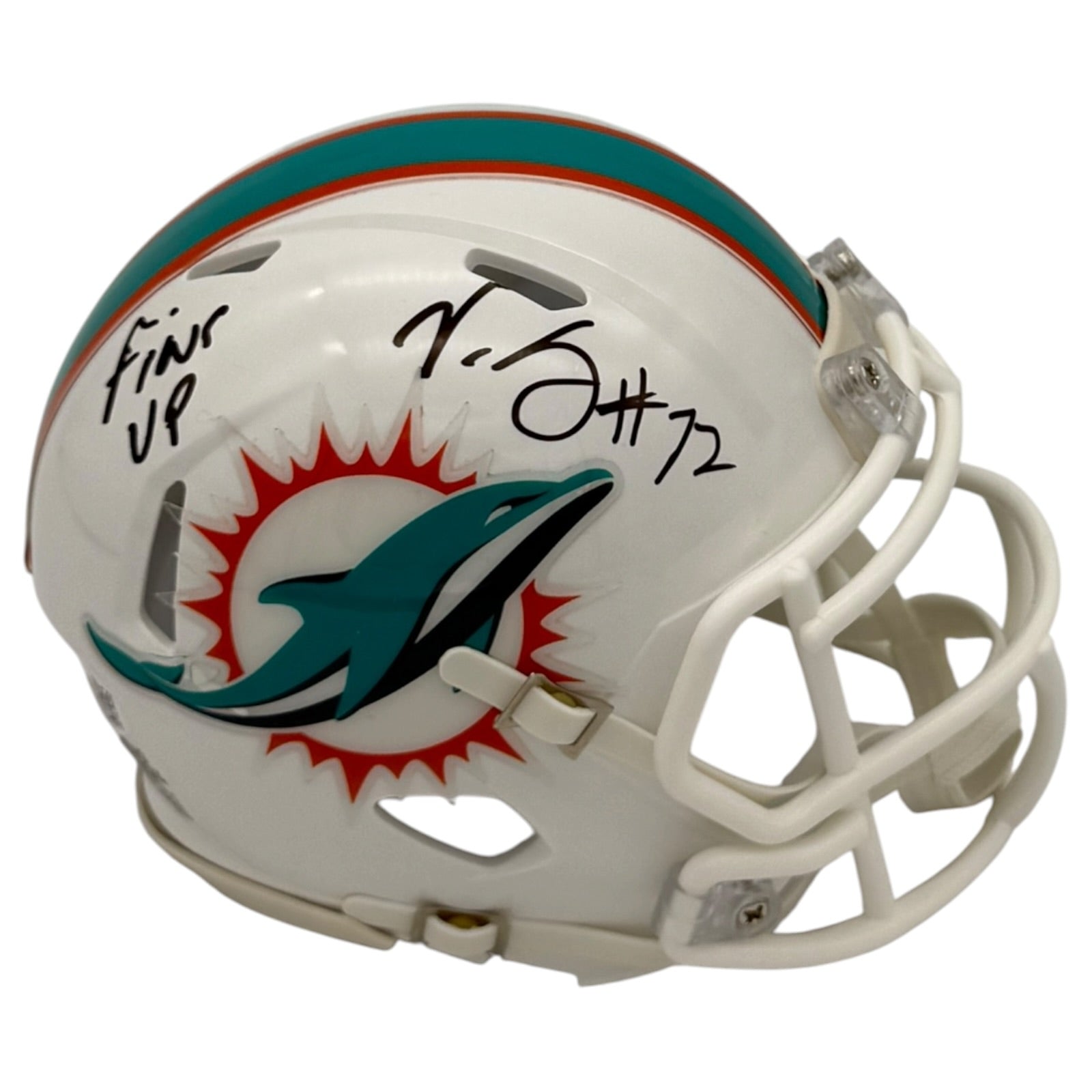 Vernon Carey Autographed Miami Dolphins (Speed) Mini Helmet - JSA