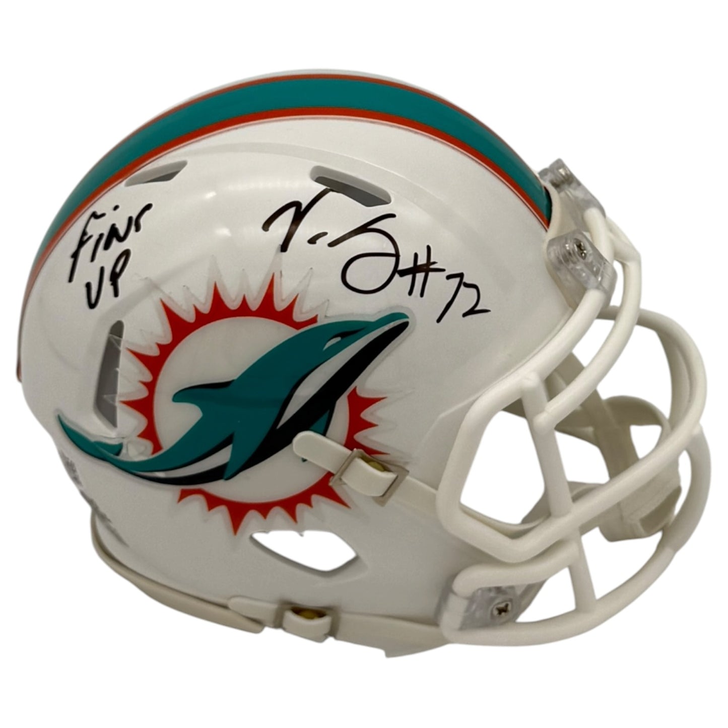 Vernon Carey Autographed Miami Dolphins (Speed) Mini Helmet - JSA