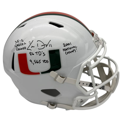 Ken Dorsey Autographed Miami Hurricanes (Speed) Full Size Replica Helmet w/ Career Stats - JSA