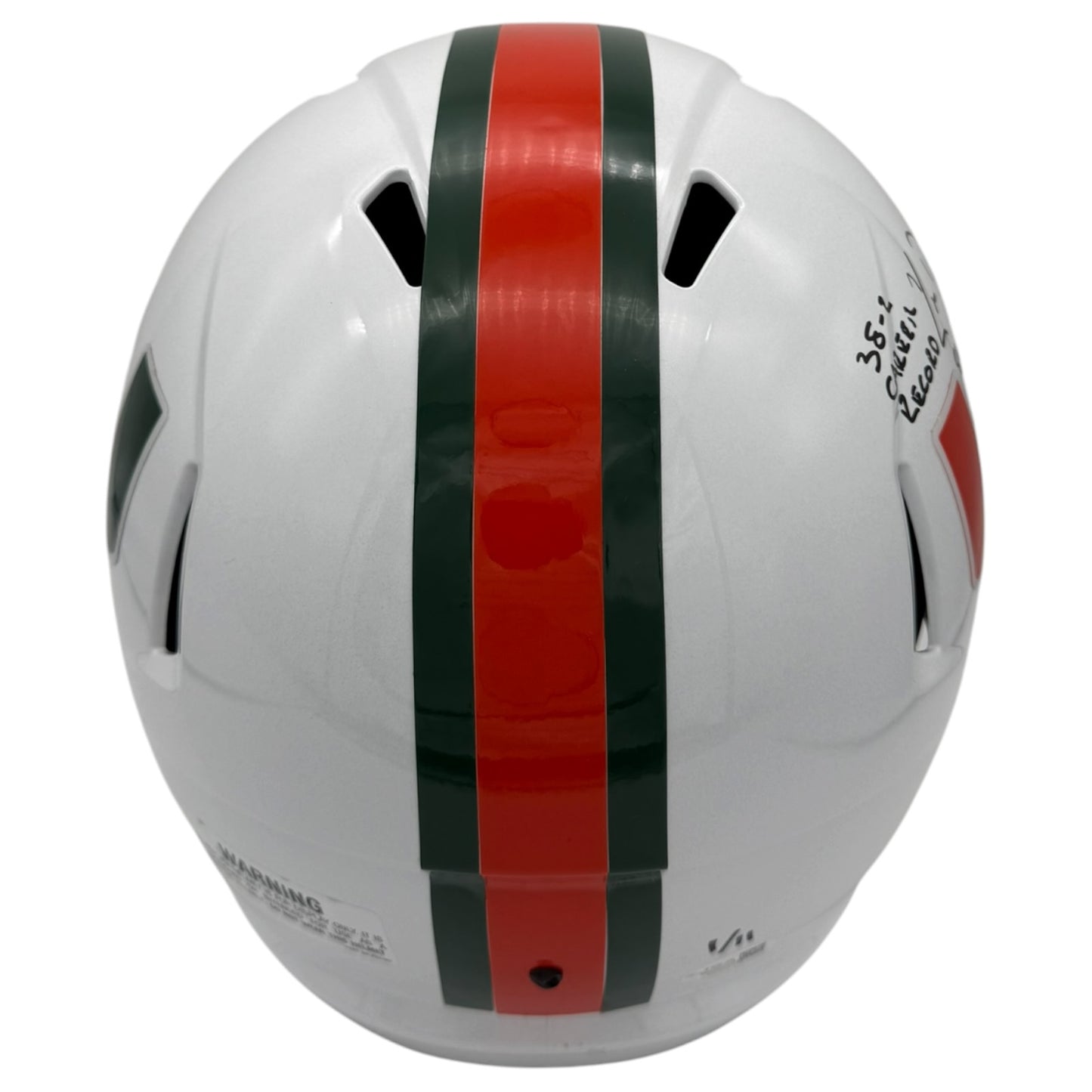 Ken Dorsey Autographed Miami Hurricanes (Speed) Full Size Replica Helmet w/ Career Stats - JSA