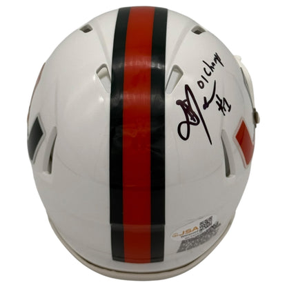 Daryl Jones Autographed Miami Hurricanes (Speed) Mini Helmet w/ "01 Champs" - JSA